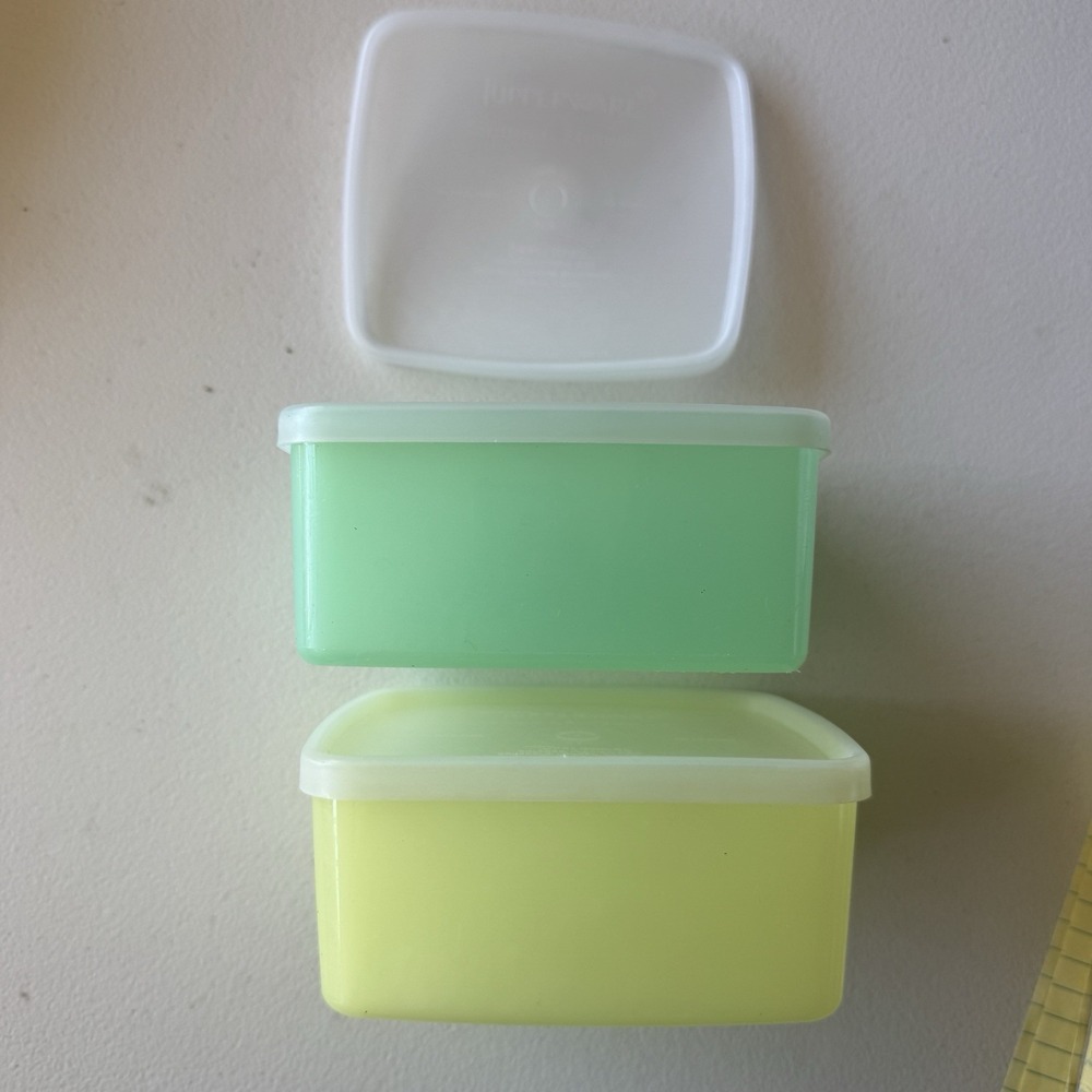 Vintage Tupperware 311-53 Square Round Freezer Containers 16oz Set of 3 W/ Lids